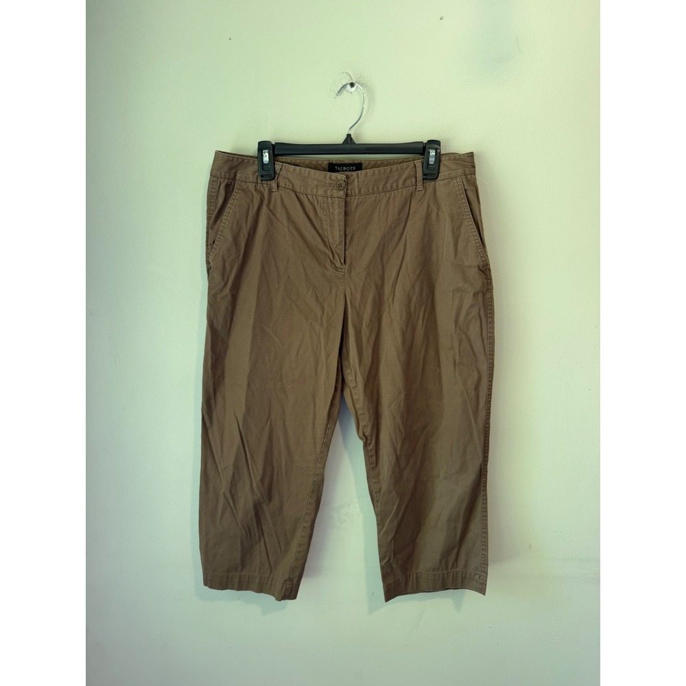 Talbots Signature Brown Cropped Chino Pants Womens Straight Leg Casual Twill